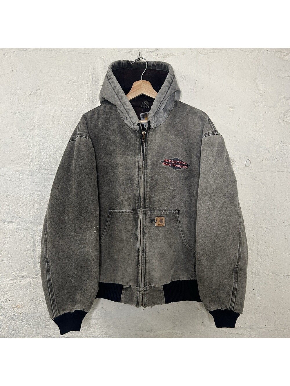 Vintage Faded Carhartt Quilted Hooded Active Jacket “Black”